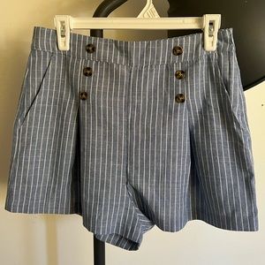 Blue and white pinstripe shorts